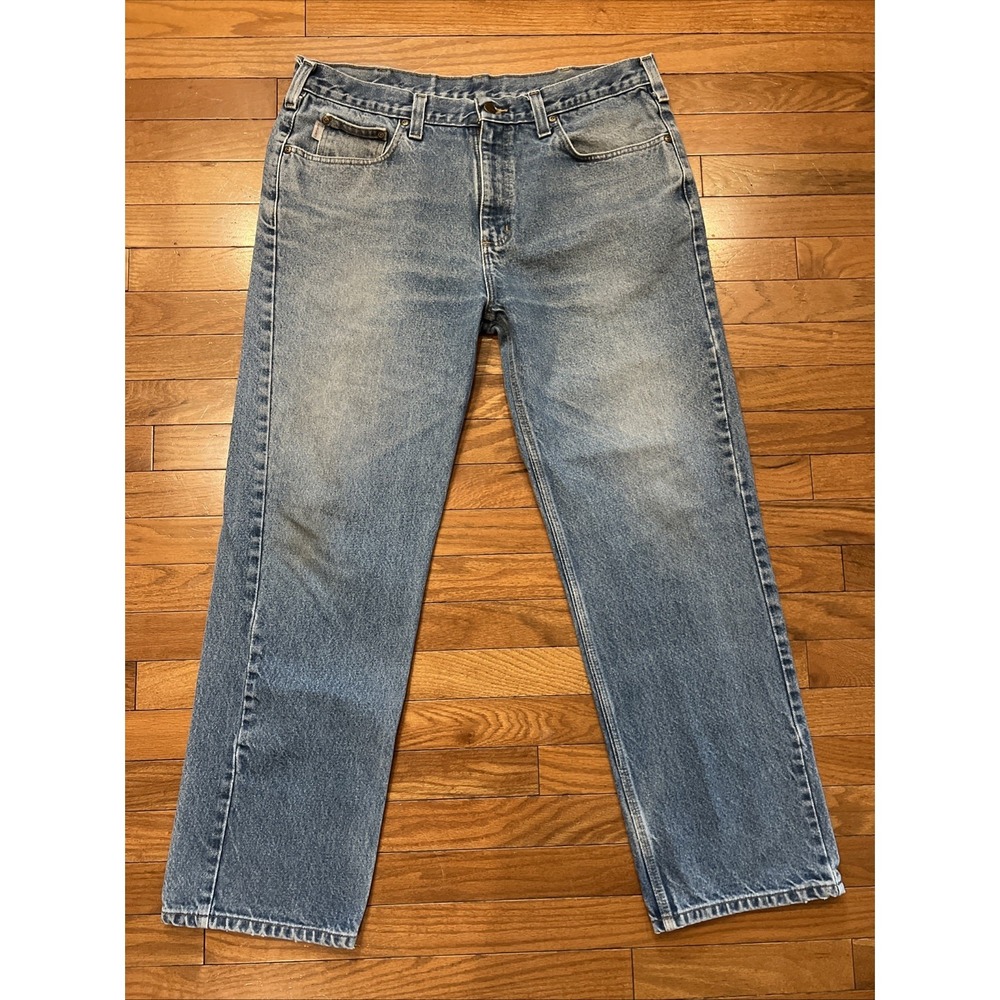 Carhartt Jeans Mens 36x30 Blue Denim Straight Leg Relaxed Fit Workwear Vintage